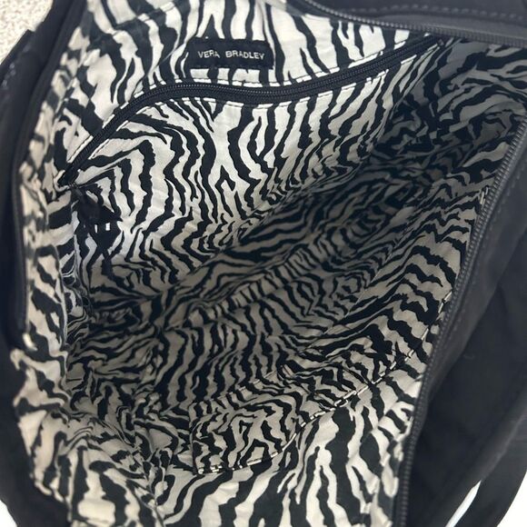 Vera Bradley Black Quilted Zebra Print Lining Tote Bag and Black Zip Wallet Set - Picture 4 of 12